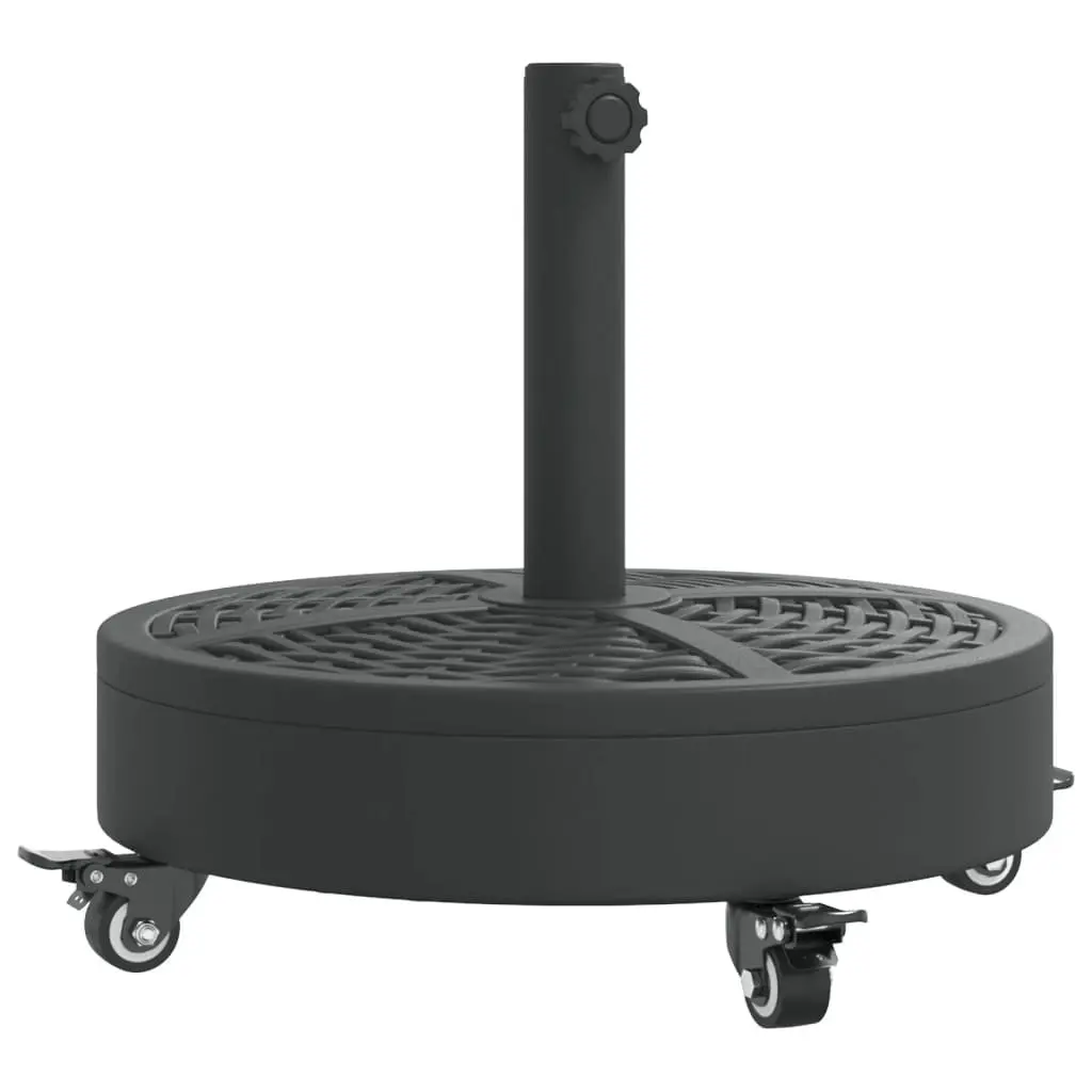 Parasol Base Outdoor Umbrella Stand 27kg Round Black with Lockable Castors