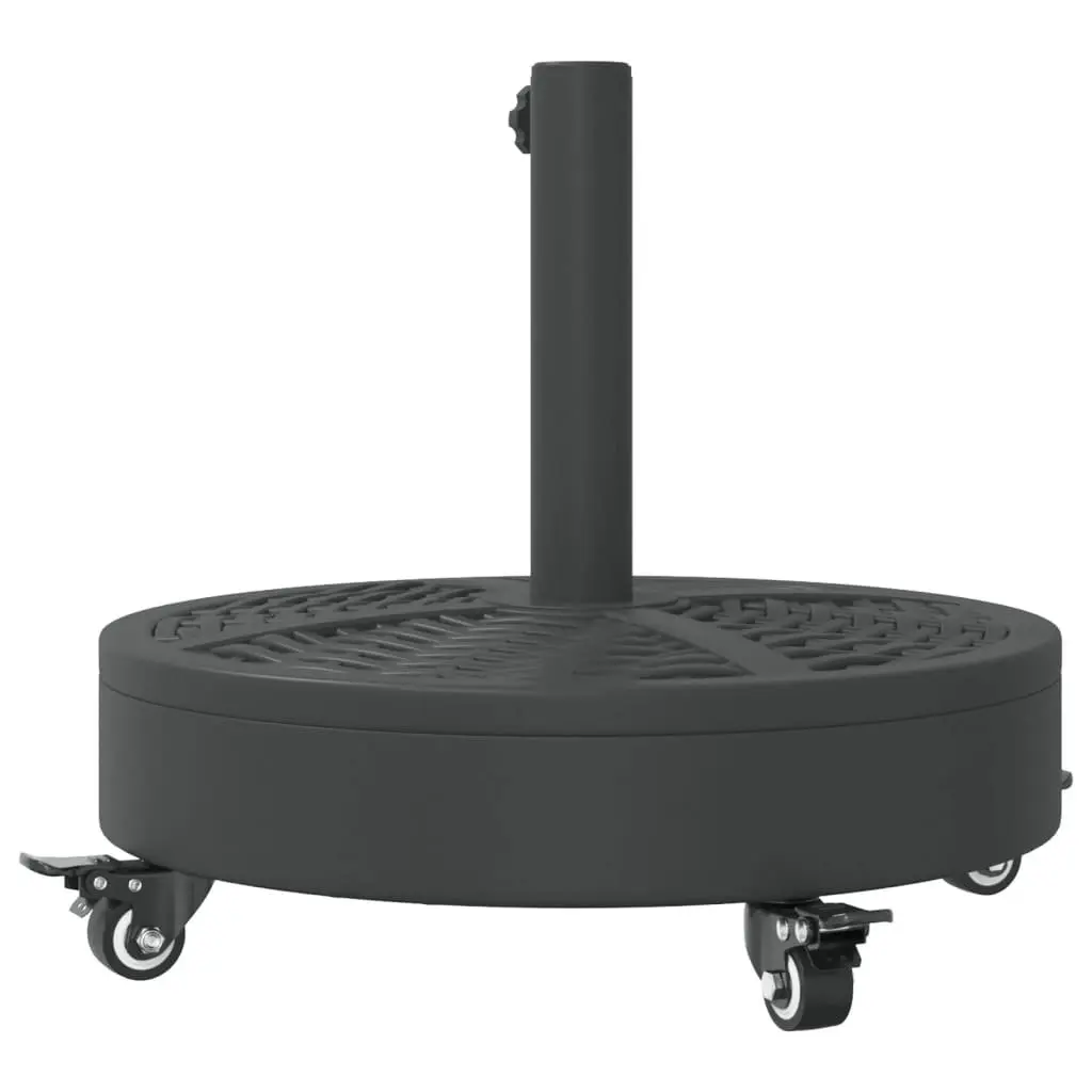 Parasol Base Outdoor Umbrella Stand 27kg Round Black with Lockable Castors