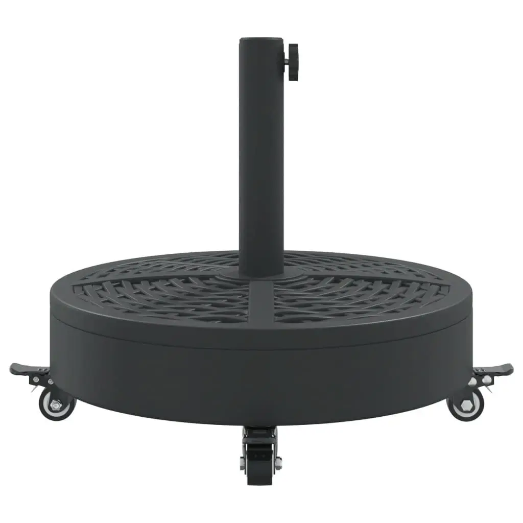 Parasol Base Outdoor Umbrella Stand 27kg Round Black with Lockable Castors