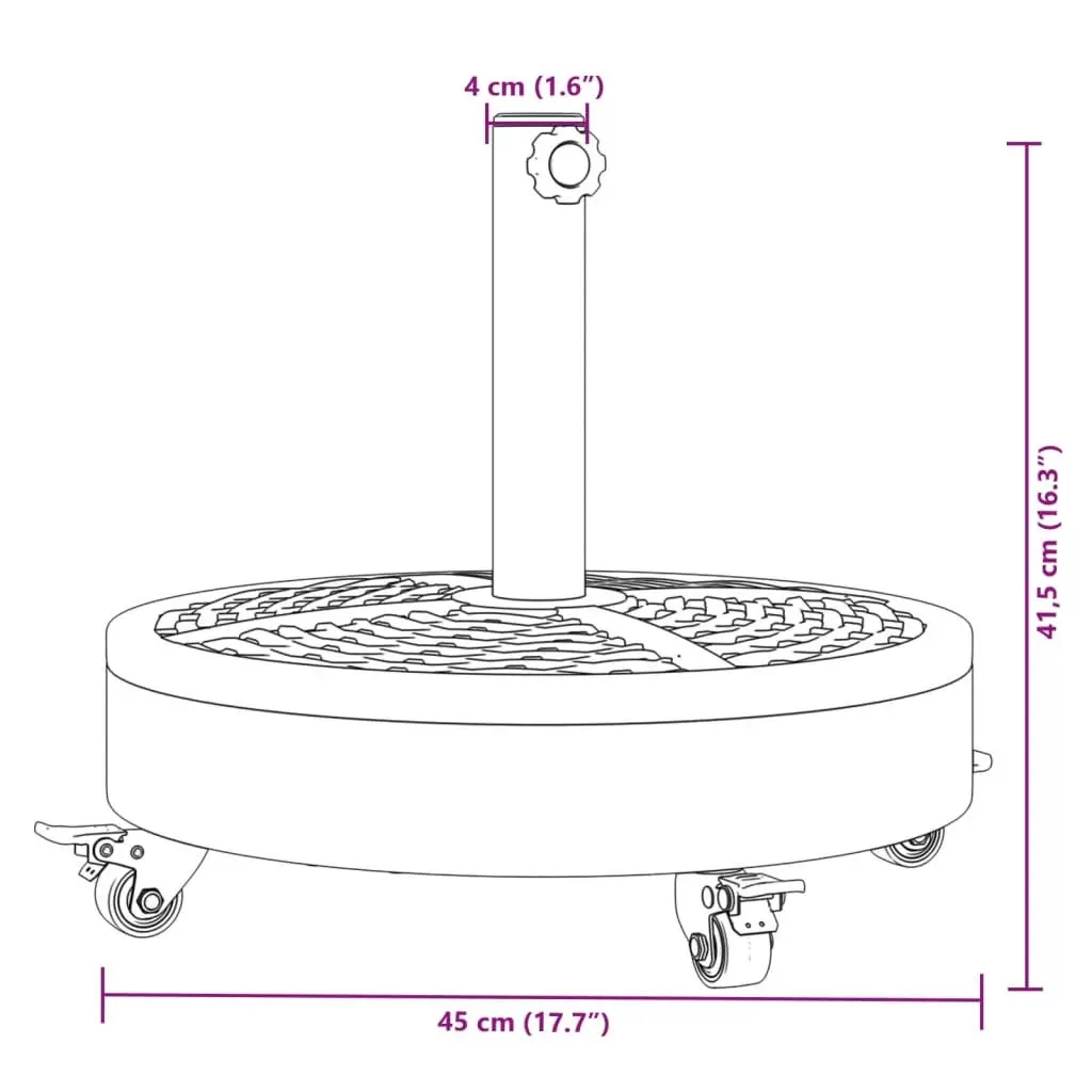 Parasol Base Outdoor Umbrella Stand 27kg Round Black with Lockable Castors
