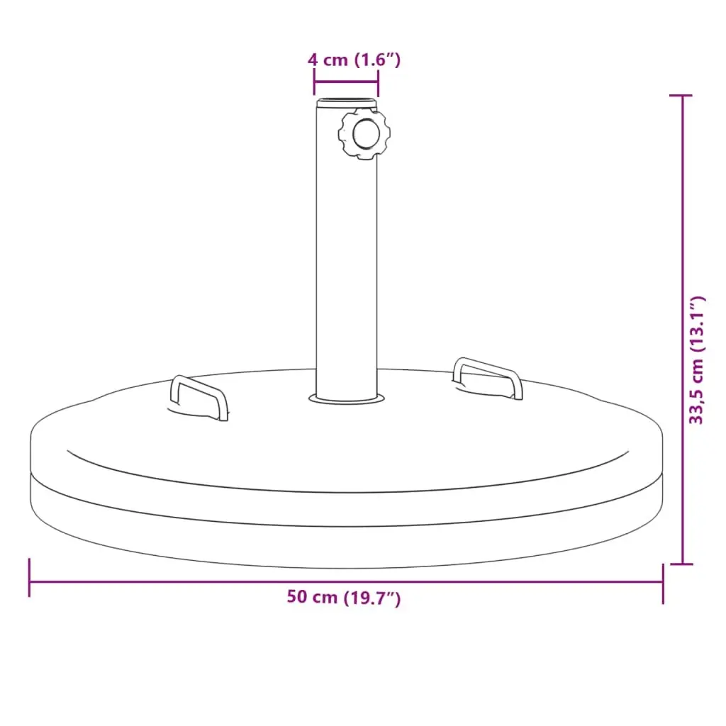 Round Parasol Base 25 kg Outdoor Umbrella Stand Black