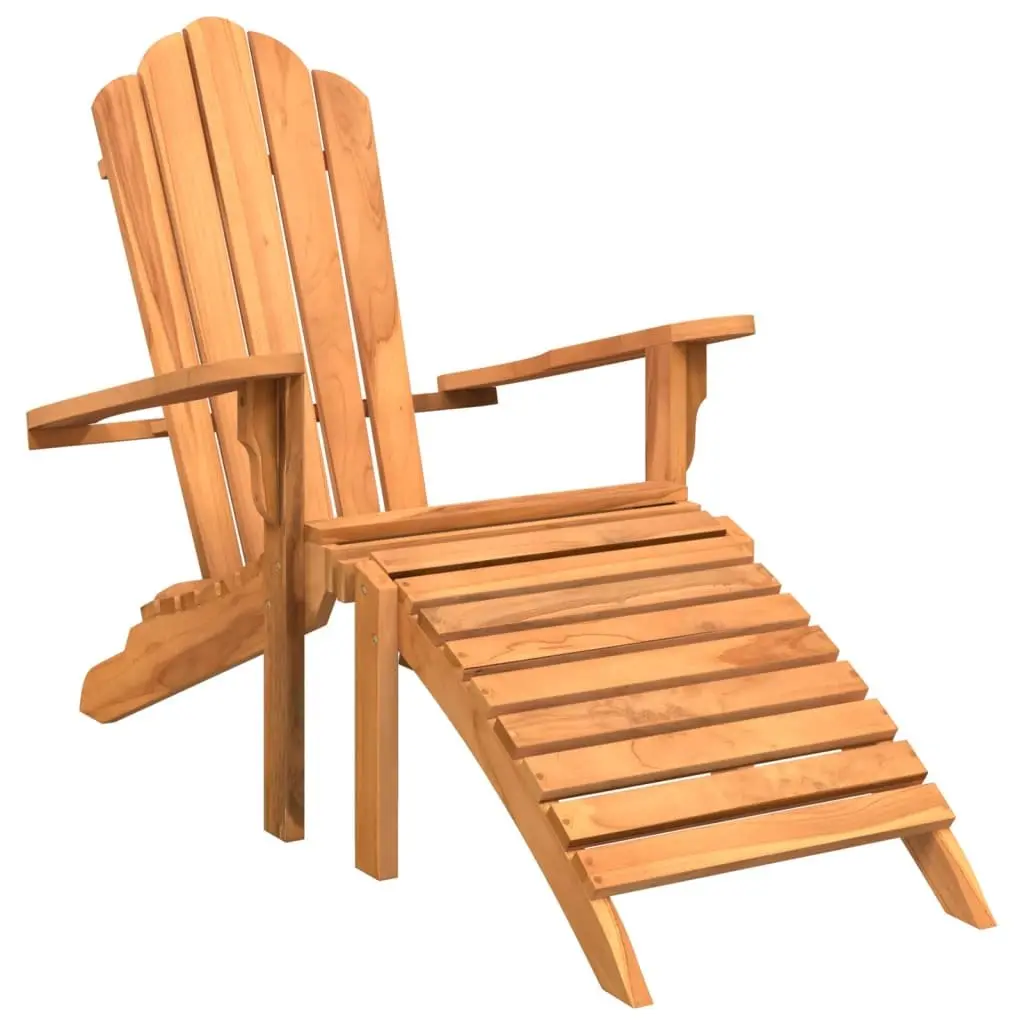 Adirondack Chair with Footrest Outdoor Relaxation Teak Wood Brown