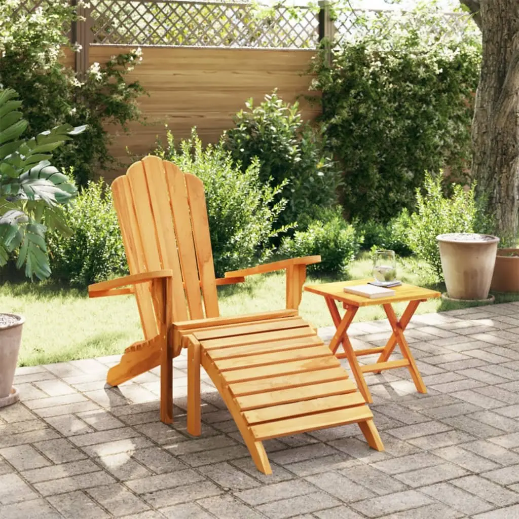 Adirondack Chair with Footrest Outdoor Relaxation Teak Wood Brown