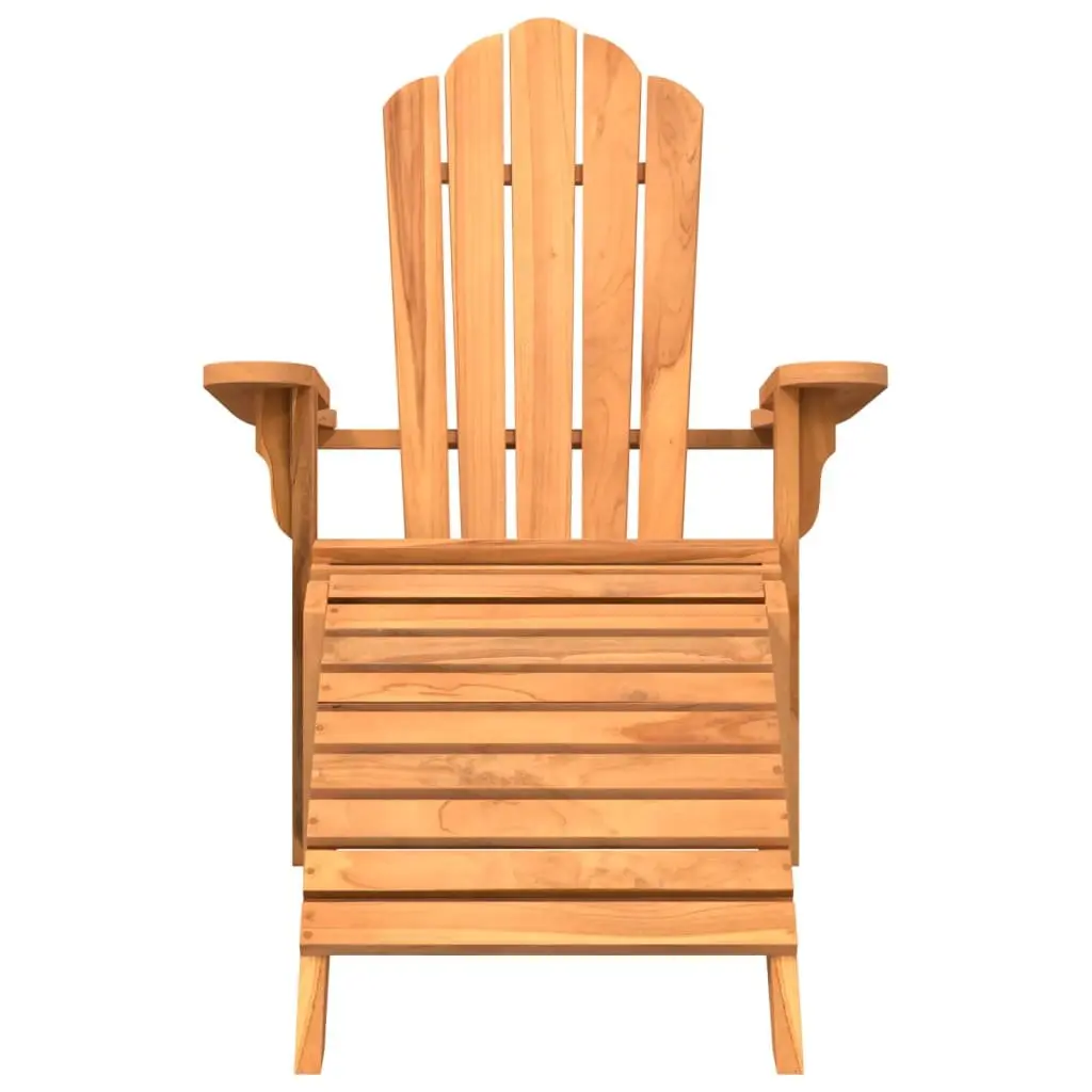 Adirondack Chair with Footrest Outdoor Relaxation Teak Wood Brown