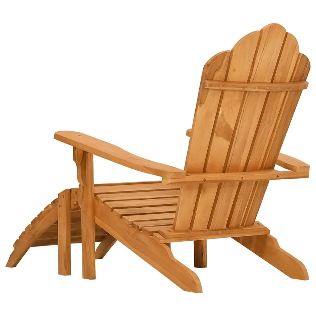 Adirondack Chair with Footrest Outdoor Relaxation Teak Wood Brown