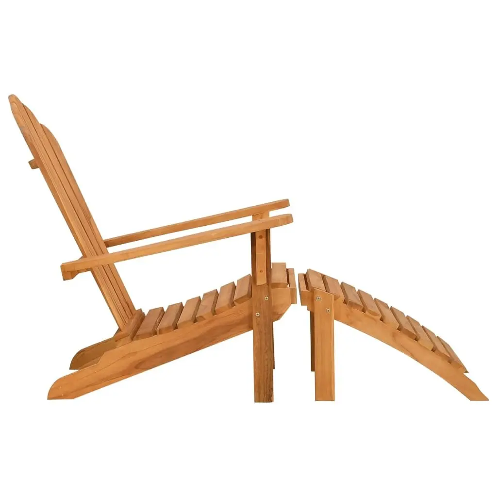 Adirondack Chair with Footrest Outdoor Relaxation Teak Wood Brown