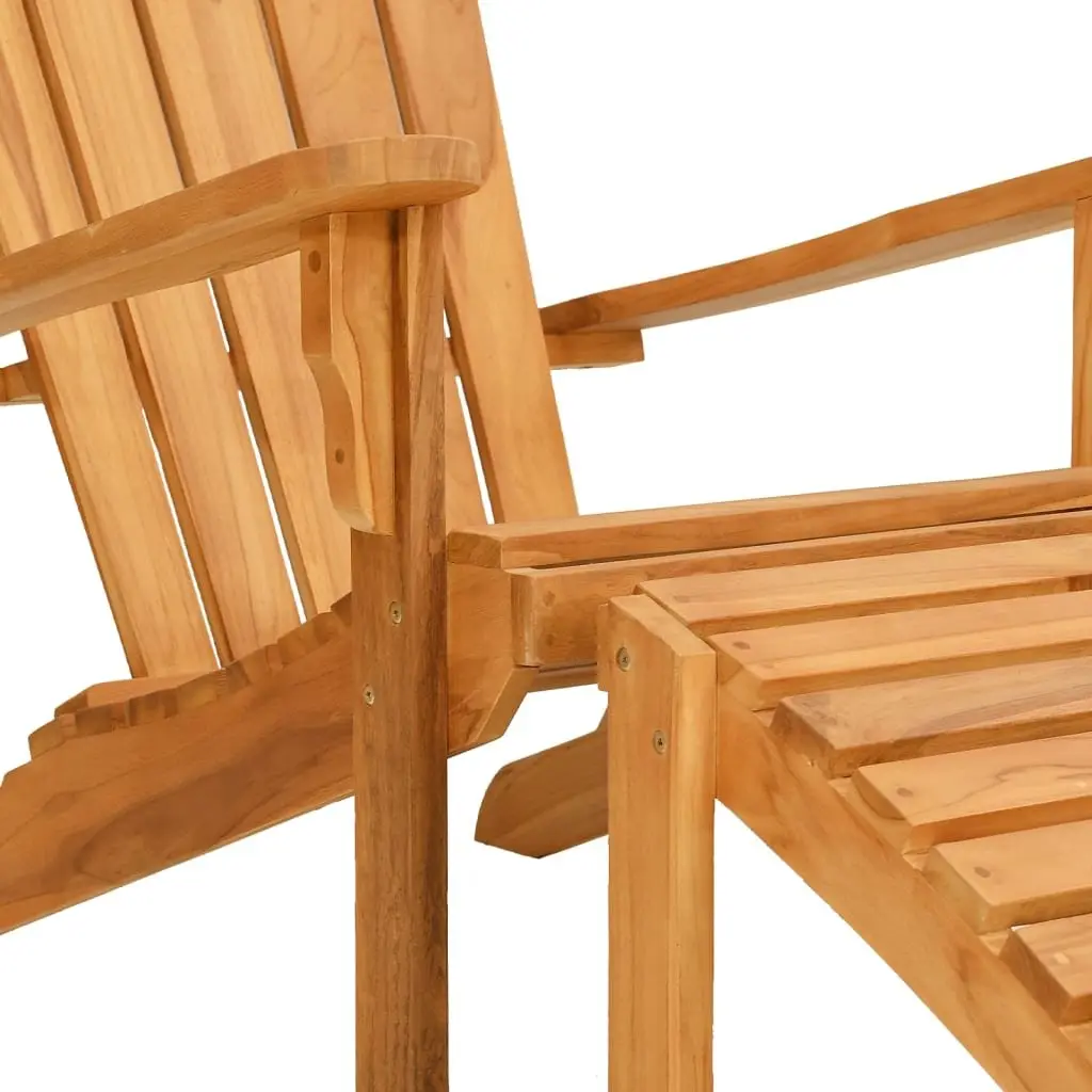 Adirondack Chair with Footrest Outdoor Relaxation Teak Wood Brown