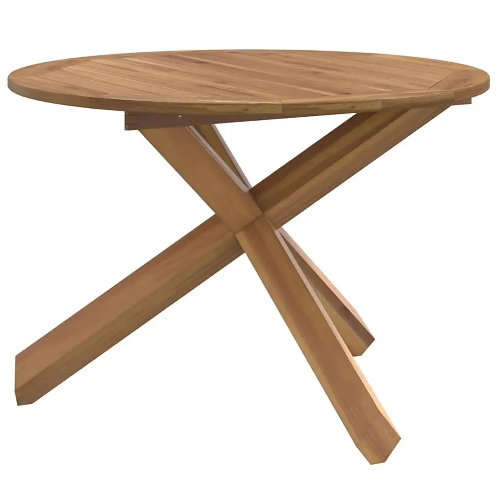 Garden Table Ø109x74cm Solid Teak Wood Slatted Design Patio Outdoor Furniture