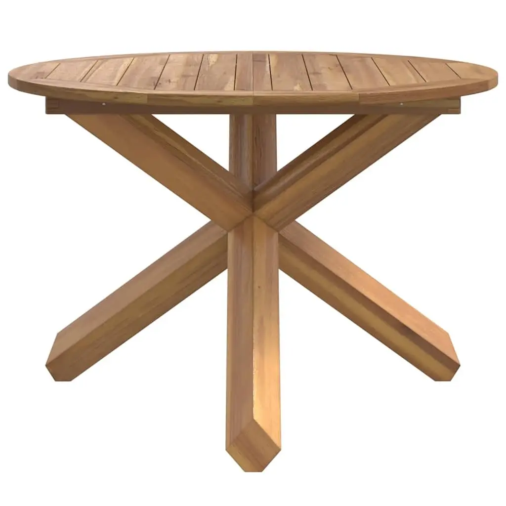 Garden Table Ø109x74cm Solid Teak Wood Slatted Design Patio Outdoor Furniture