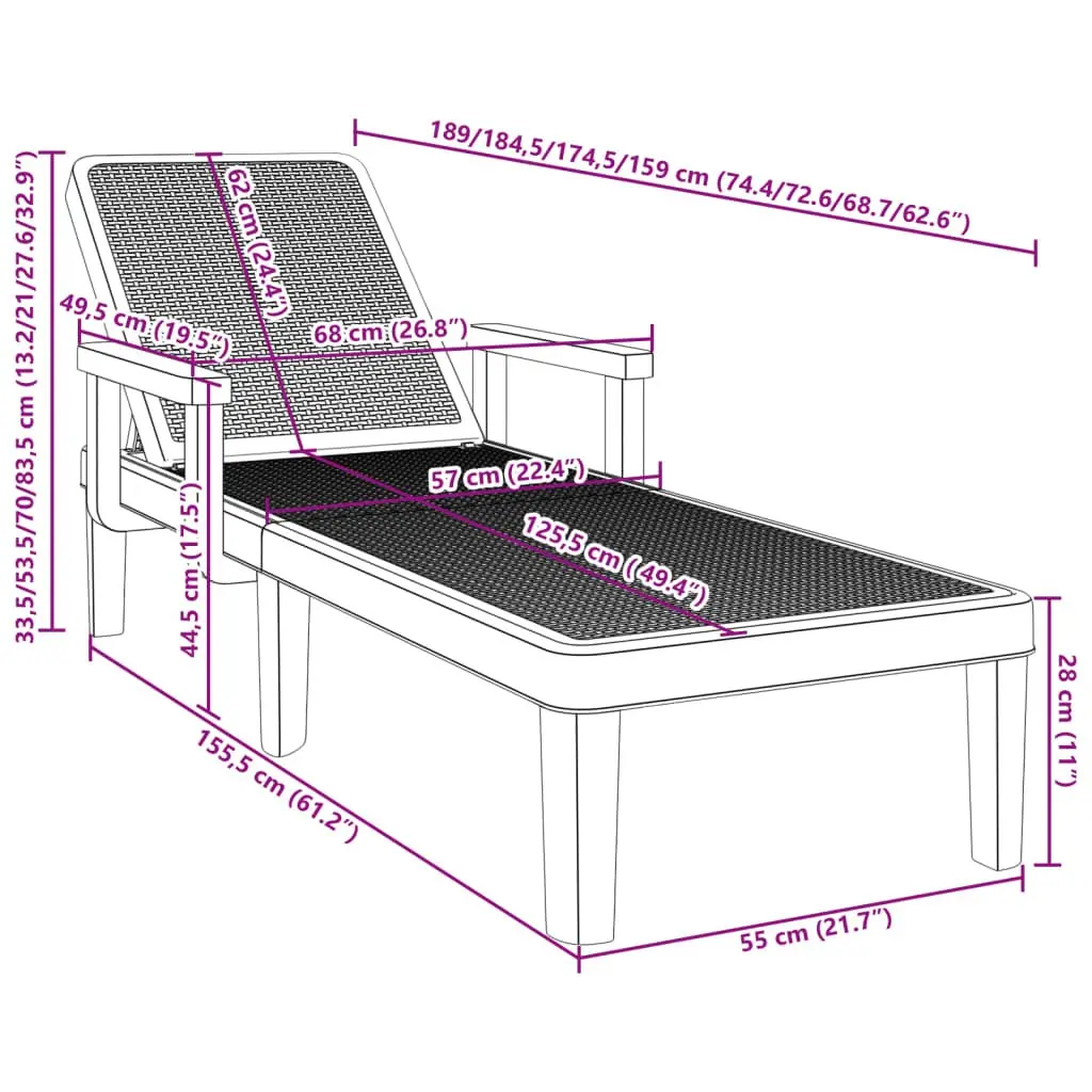 Sun Lounger with Adjustable Backrest