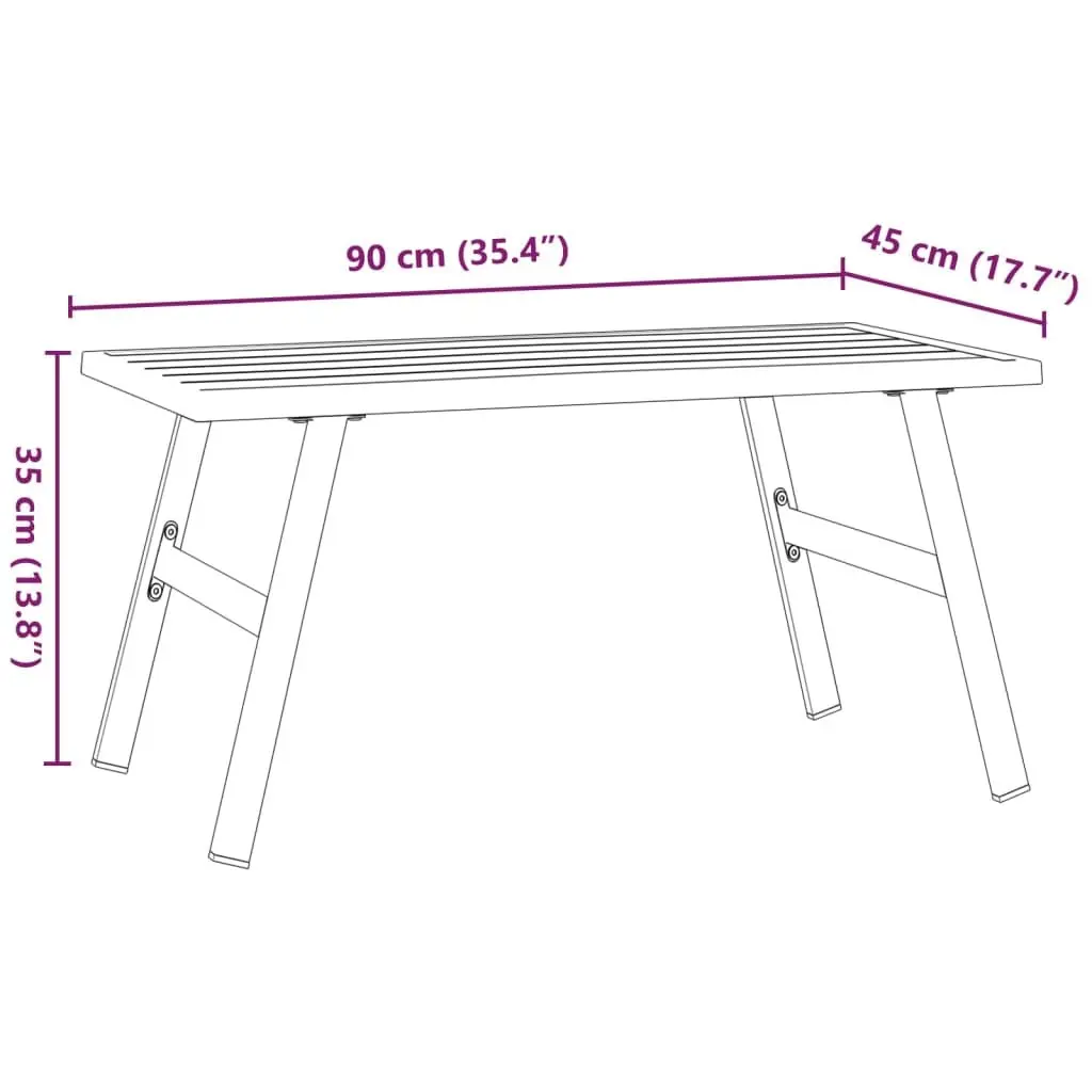 Coffee Table Outdoor Garden Patio Furniture Black Steel Frame 90 x 45 x 35 cm