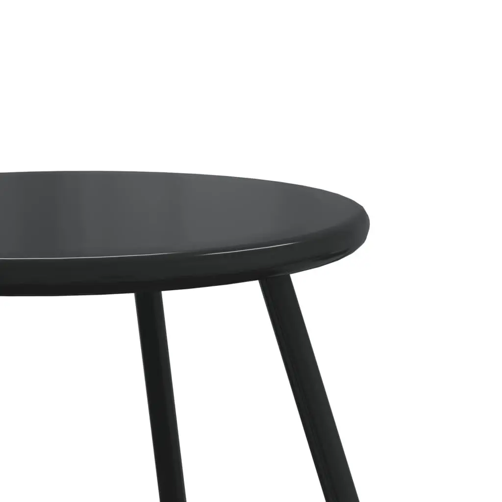 Outdoor Coffee Tables Set of 2 Round Black Garden Patio Furniture Steel Frame