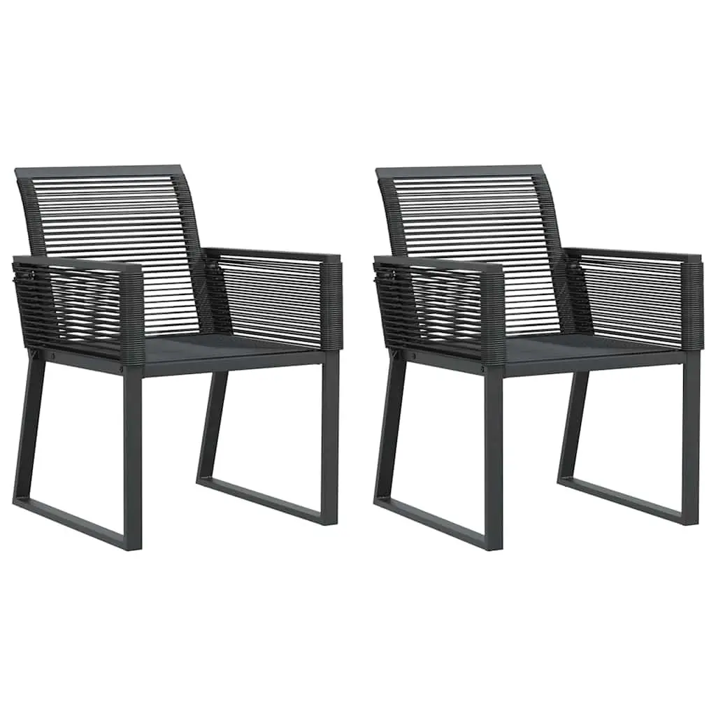 Outdoor Garden Chairs Black 2 Pieces Poly Rattan Backrest Armrests Patio Seating