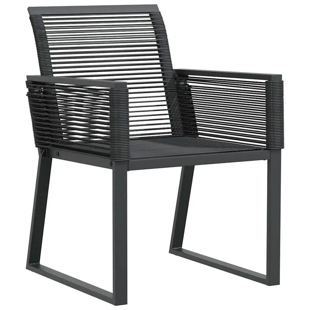 Outdoor Garden Chairs Black 2 Pieces Poly Rattan Backrest Armrests Patio Seating