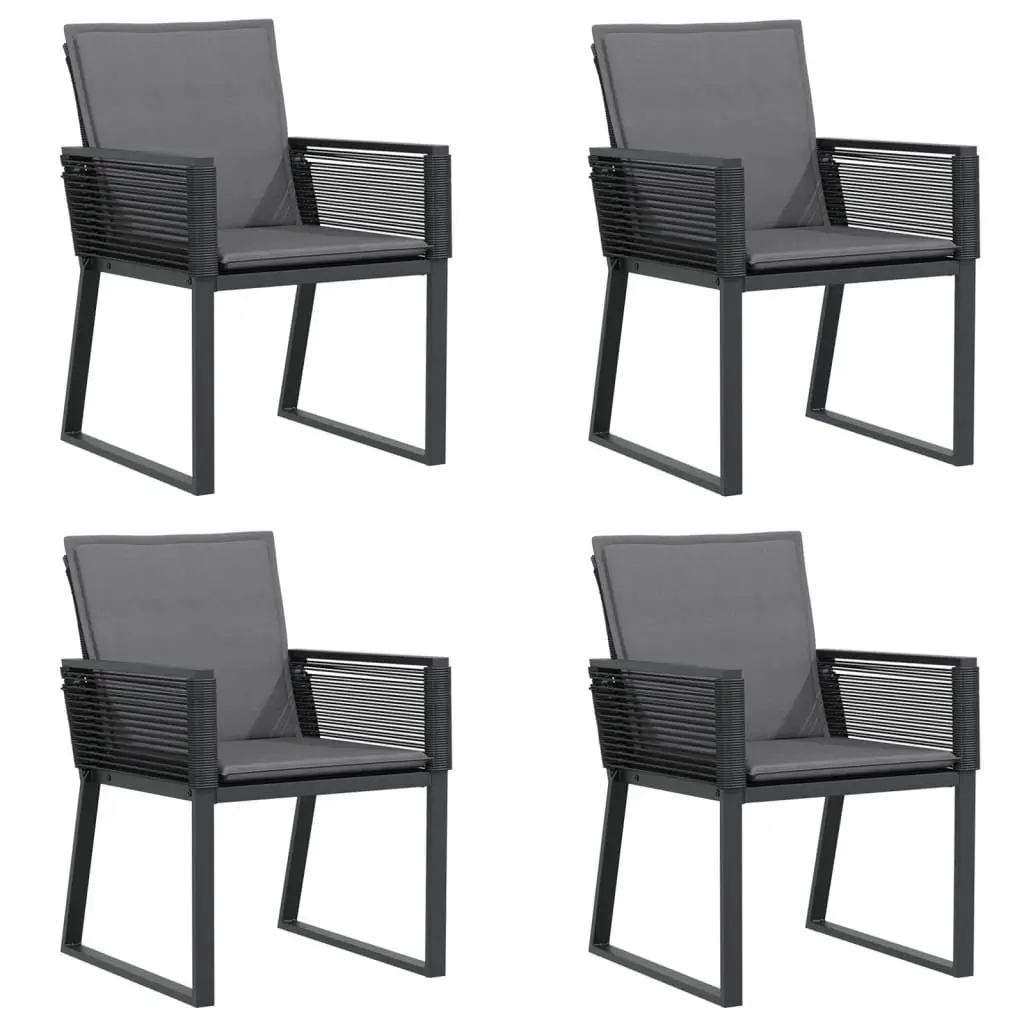 Outdoor Garden Chairs Set 4 Pcs Cushioned Seating Black Poly Rattan