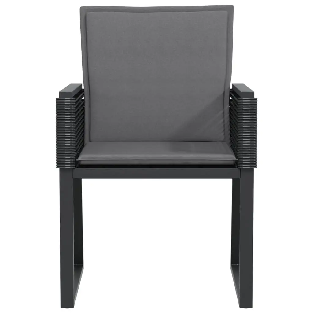 Outdoor Garden Chairs Set 4 Pcs Cushioned Seating Black Poly Rattan