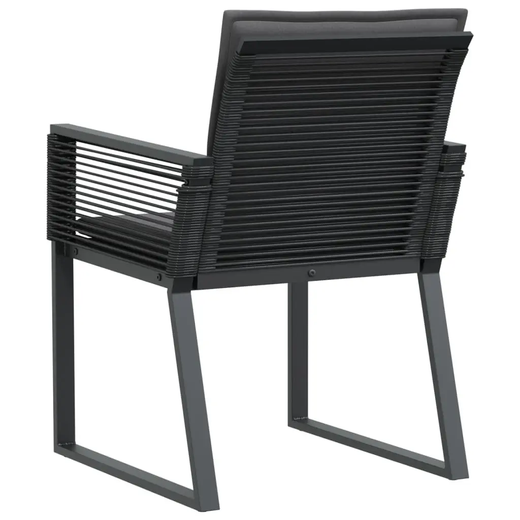 Outdoor Garden Chairs Set 4 Pcs Cushioned Seating Black Poly Rattan