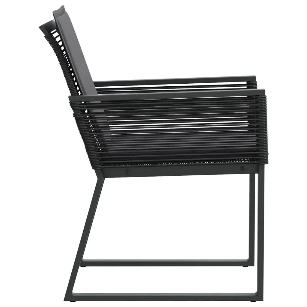 Outdoor Garden Chairs Set 4 Pcs Cushioned Seating Black Poly Rattan