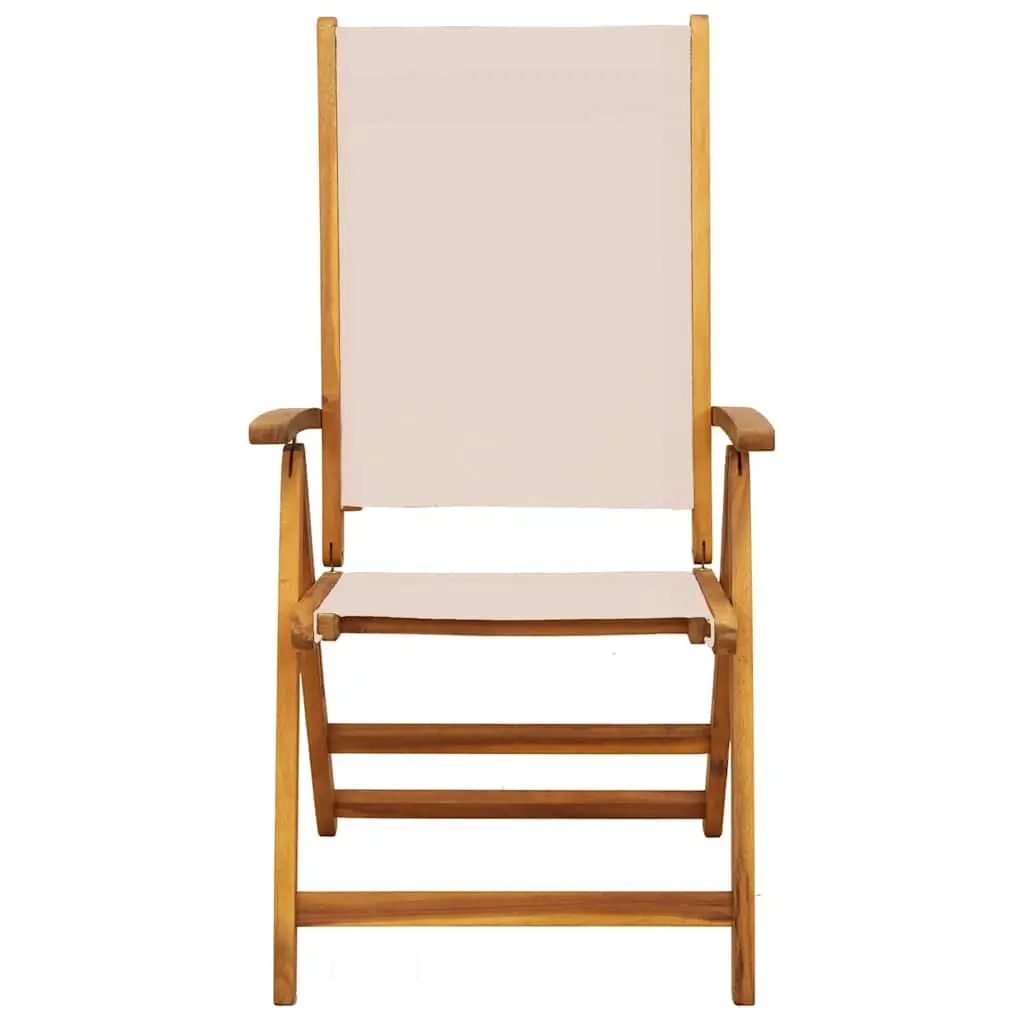 Folding Outdoor Chairs 2 pcs Solid Wood Acacia Textilene Garden Patio Seating
