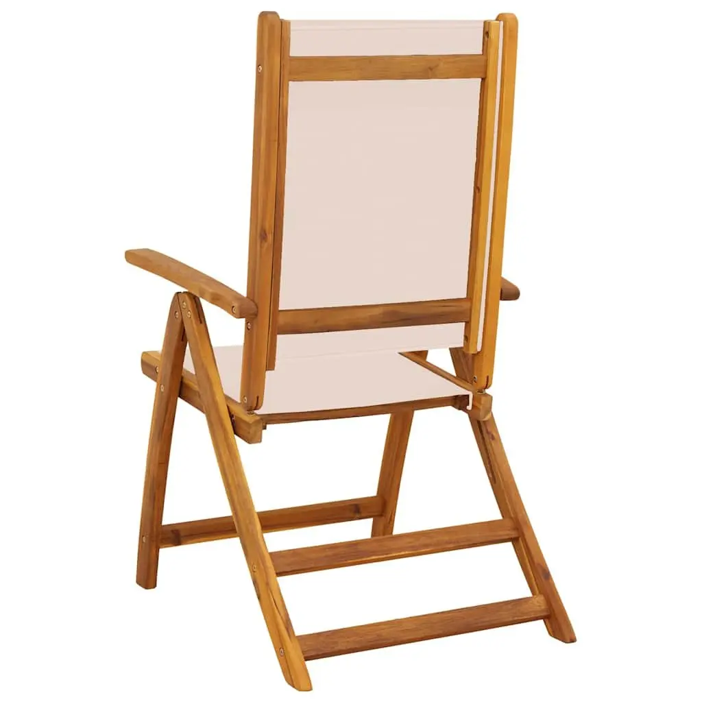 Folding Outdoor Chairs 2 pcs Solid Wood Acacia Textilene Garden Patio Seating