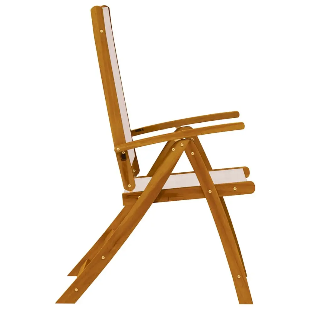 Folding Outdoor Chairs 2 pcs Solid Wood Acacia Textilene Garden Patio Seating