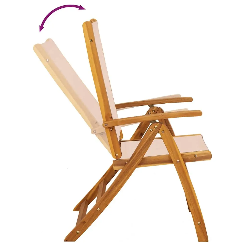 Folding Outdoor Chairs 2 pcs Solid Wood Acacia Textilene Garden Patio Seating
