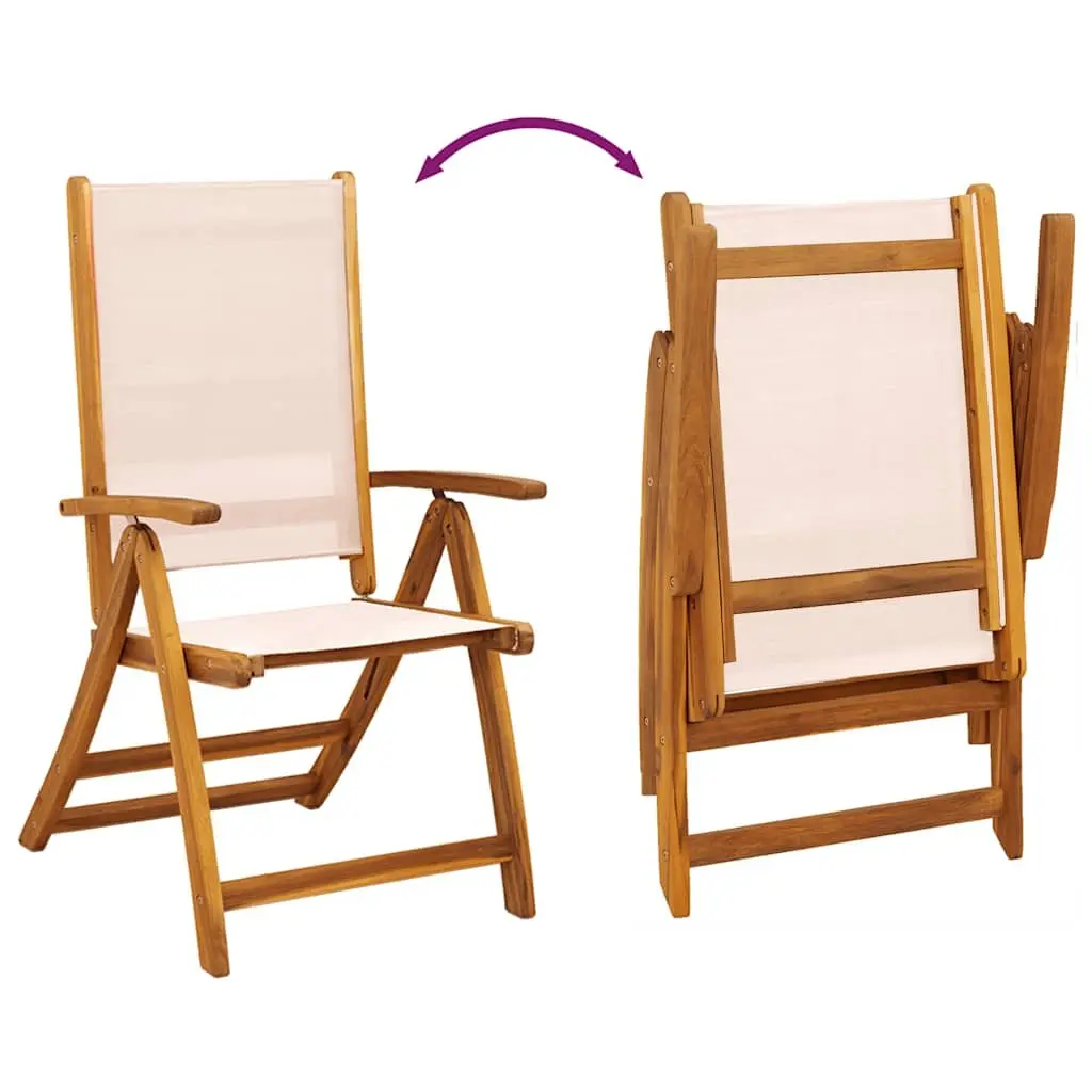 Folding Outdoor Chairs 2 pcs Solid Wood Acacia Textilene Garden Patio Seating