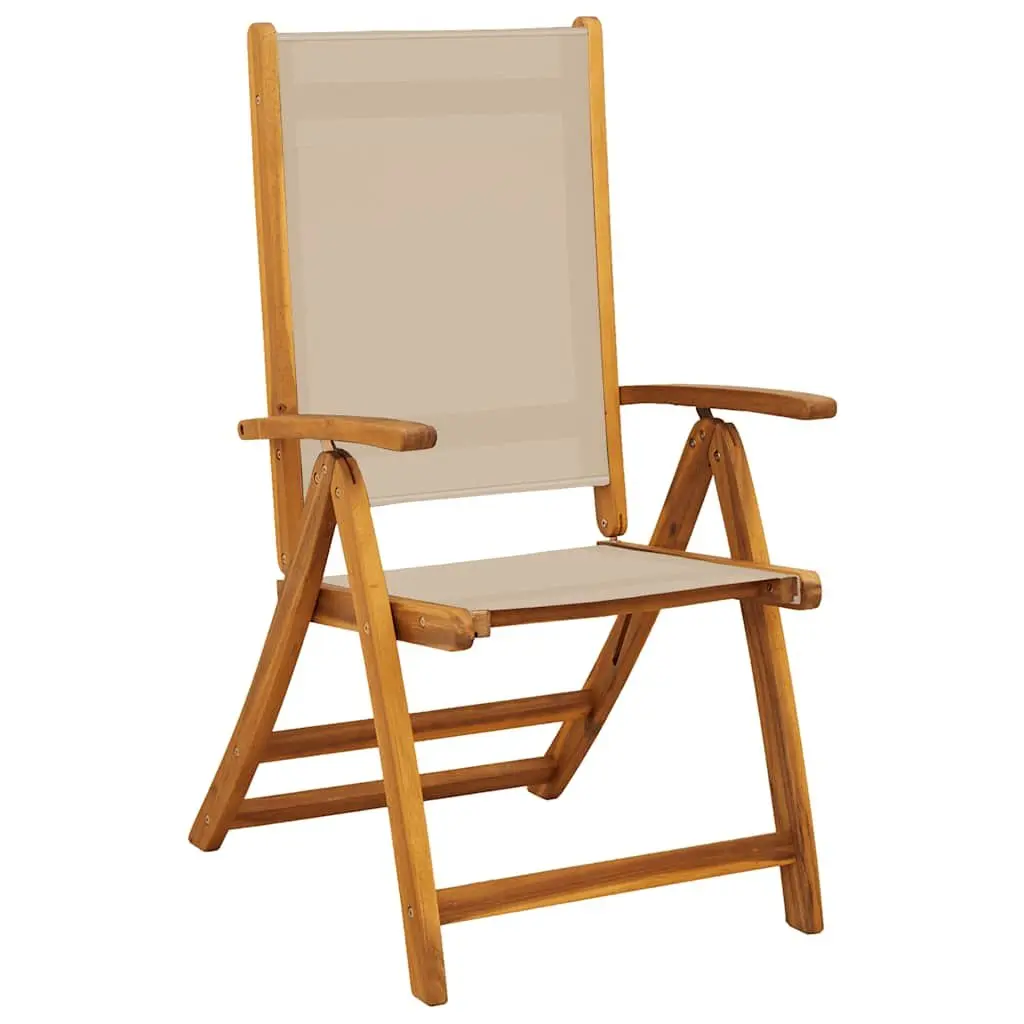 Folding Outdoor Chairs Garden Patio Seating 2 pcs Solid Wood Acacia Textilene Brown