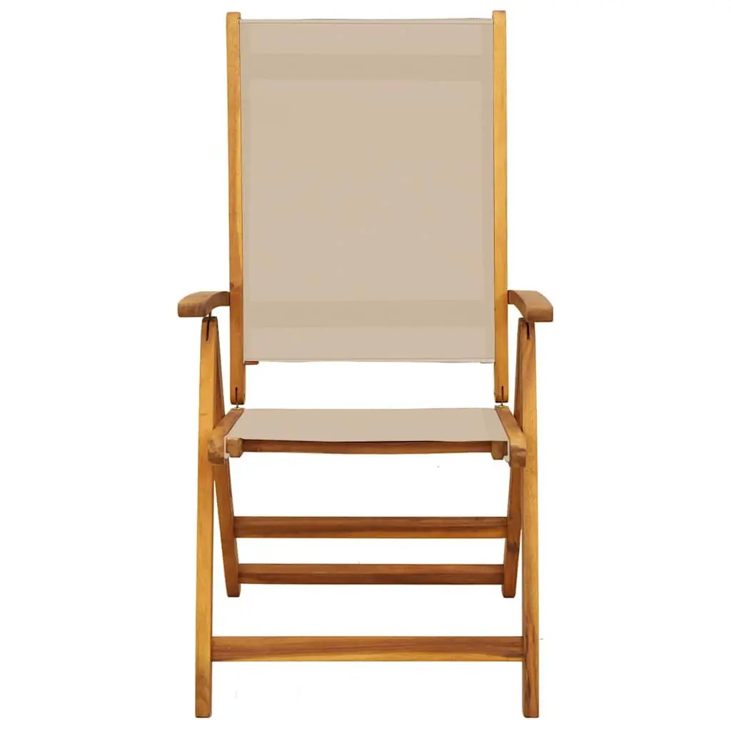 Folding Outdoor Chairs Garden Patio Seating 2 pcs Solid Wood Acacia Textilene Brown