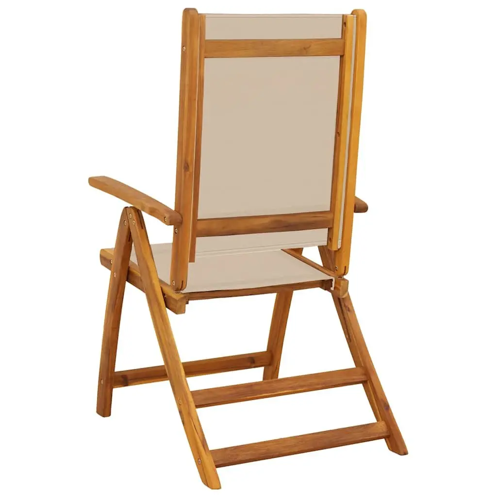 Folding Outdoor Chairs Garden Patio Seating 2 pcs Solid Wood Acacia Textilene Brown