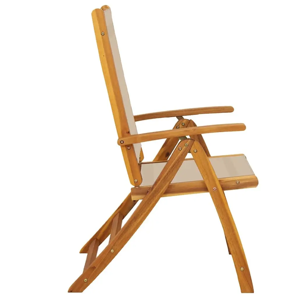 Folding Outdoor Chairs Garden Patio Seating 2 pcs Solid Wood Acacia Textilene Brown