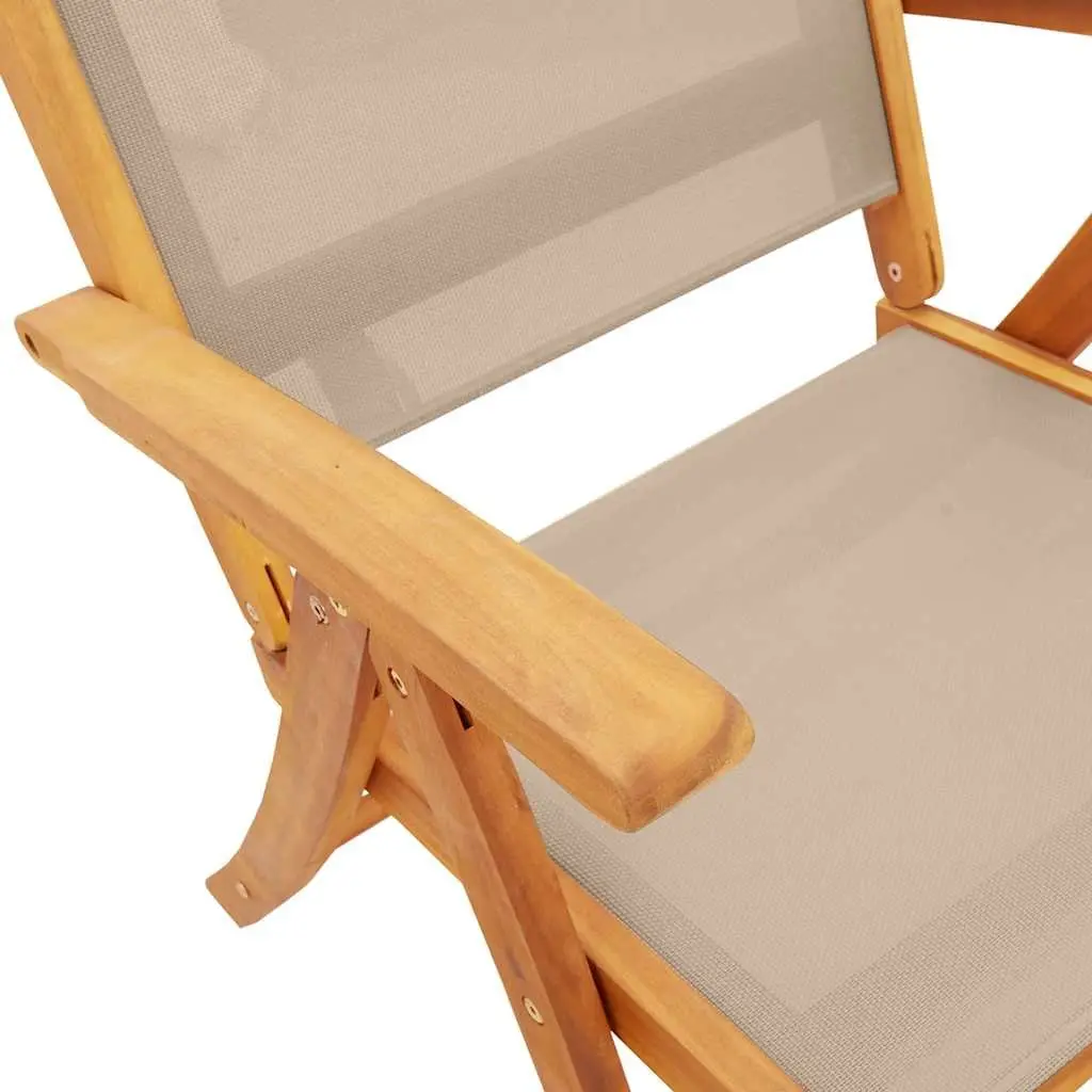 Folding Outdoor Chairs Garden Patio Seating 2 pcs Solid Wood Acacia Textilene Brown