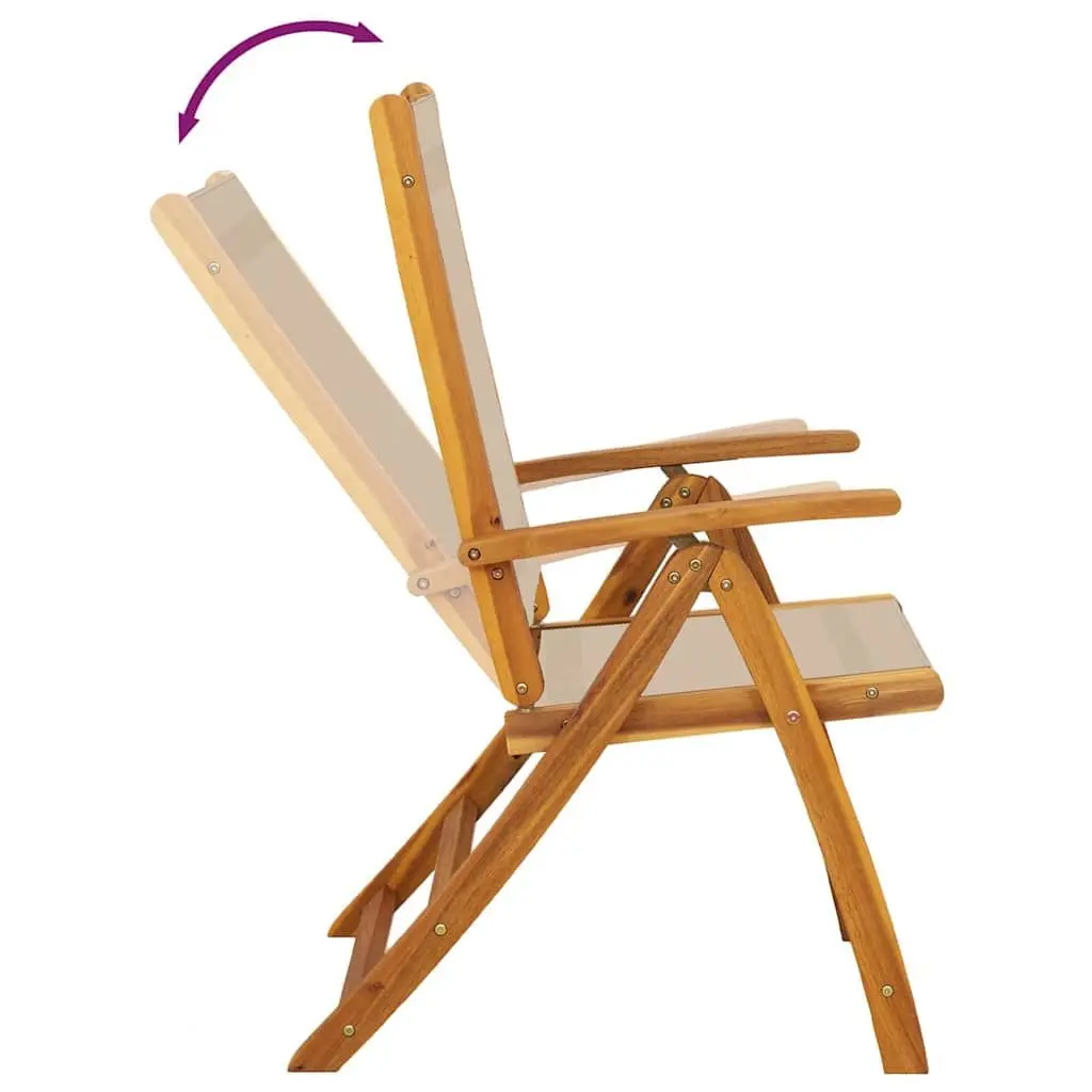 Folding Outdoor Chairs Garden Patio Seating 2 pcs Solid Wood Acacia Textilene Brown