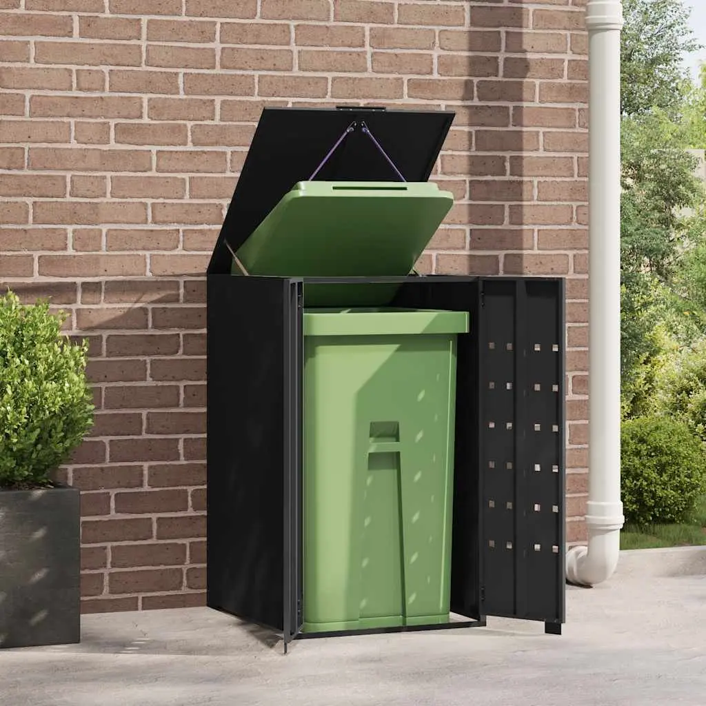 Wheelie Bin Storage Single Garbage Can Enclosure Black Steel