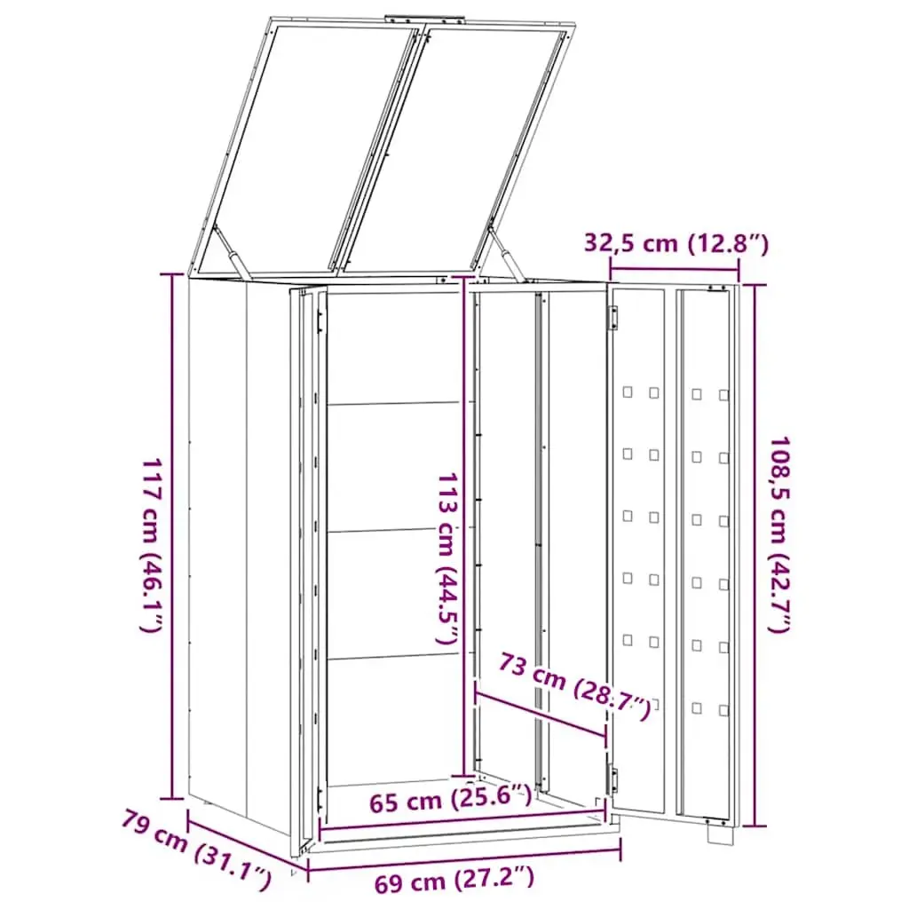 Wheelie Bin Storage Single Garbage Can Enclosure Black Steel