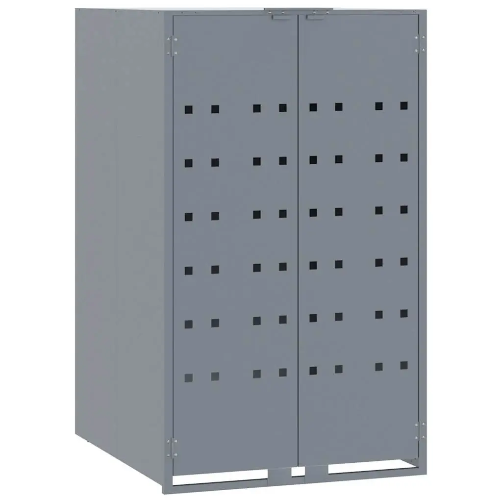 Wheelie Bin Storage Single Bin Grey Powder-Coated Steel Garden Waste Container 69 x 79 x 117 cm