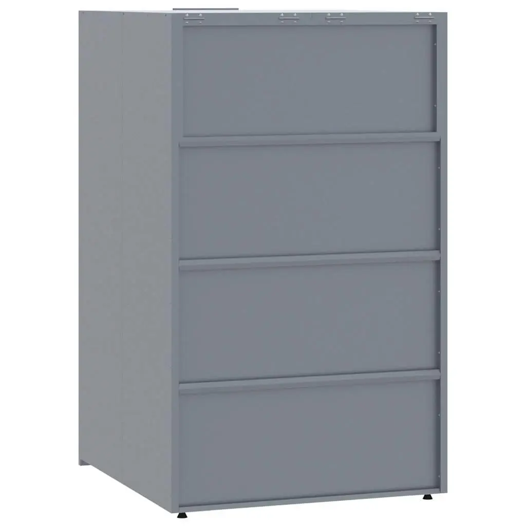Wheelie Bin Storage Single Bin Grey Powder-Coated Steel Garden Waste Container 69 x 79 x 117 cm
