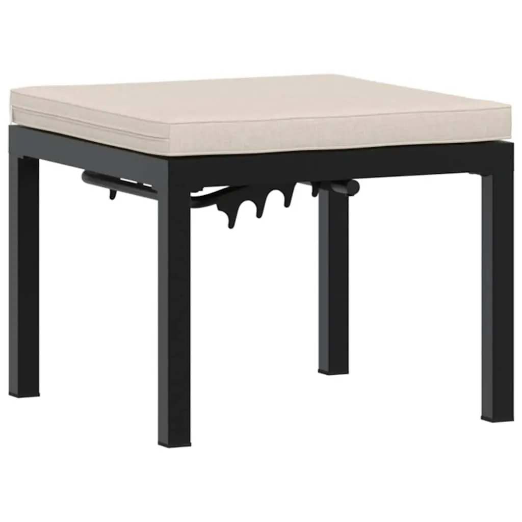 Garden Stool with Cushion Black Outdoor Foot Rest Padded Seat Adjustable