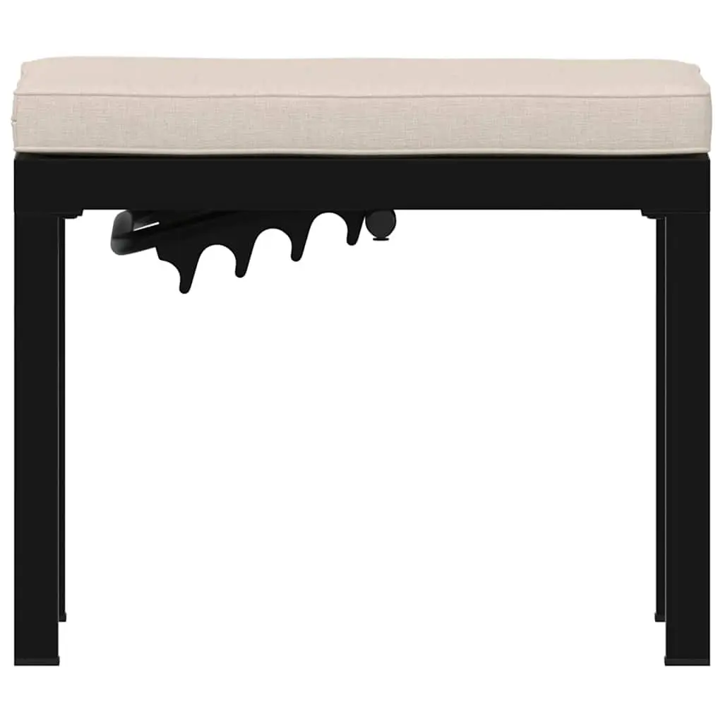 Garden Stool with Cushion Black Outdoor Foot Rest Padded Seat Adjustable