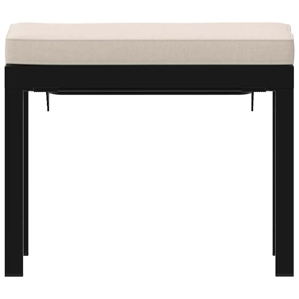 Garden Stool with Cushion Black Outdoor Foot Rest Padded Seat Adjustable