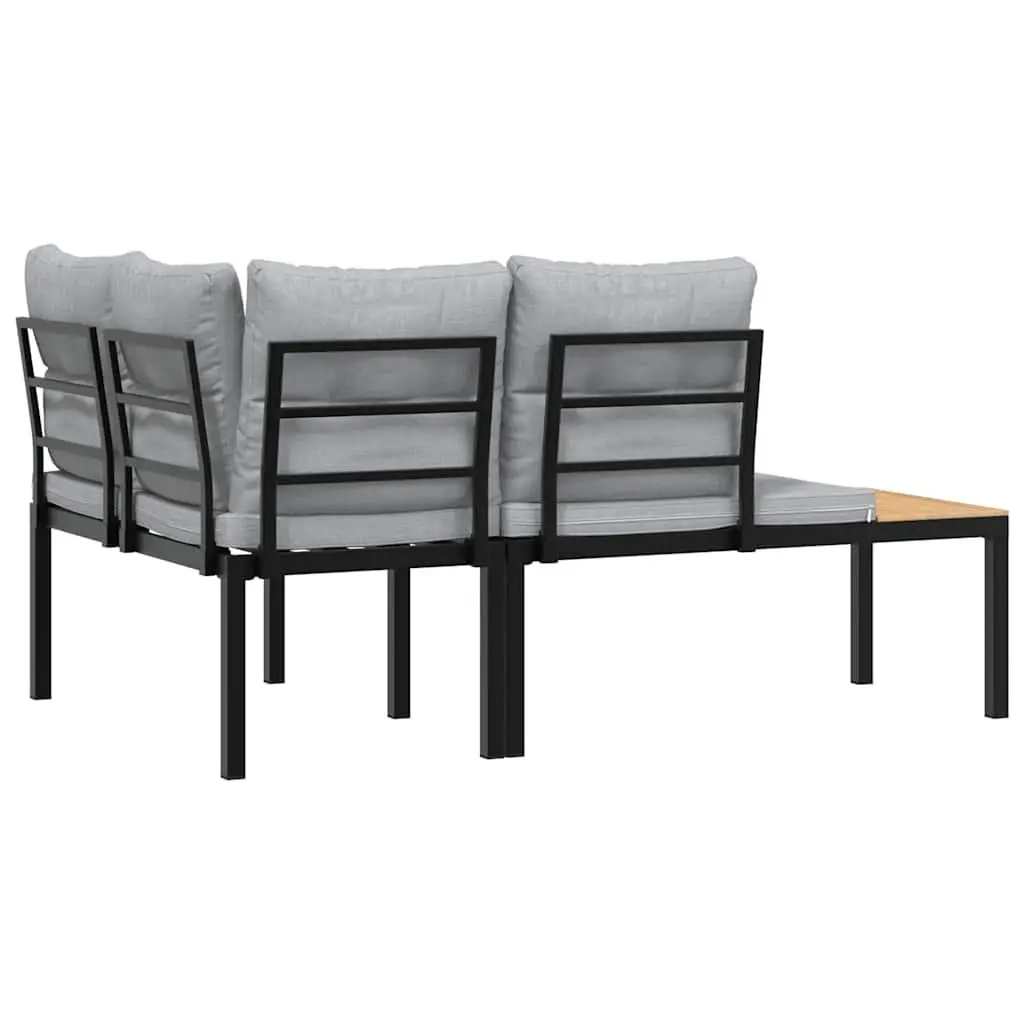 Garden Benches Outdoor Seating 2 Piece Black Steel Frame with Cushions