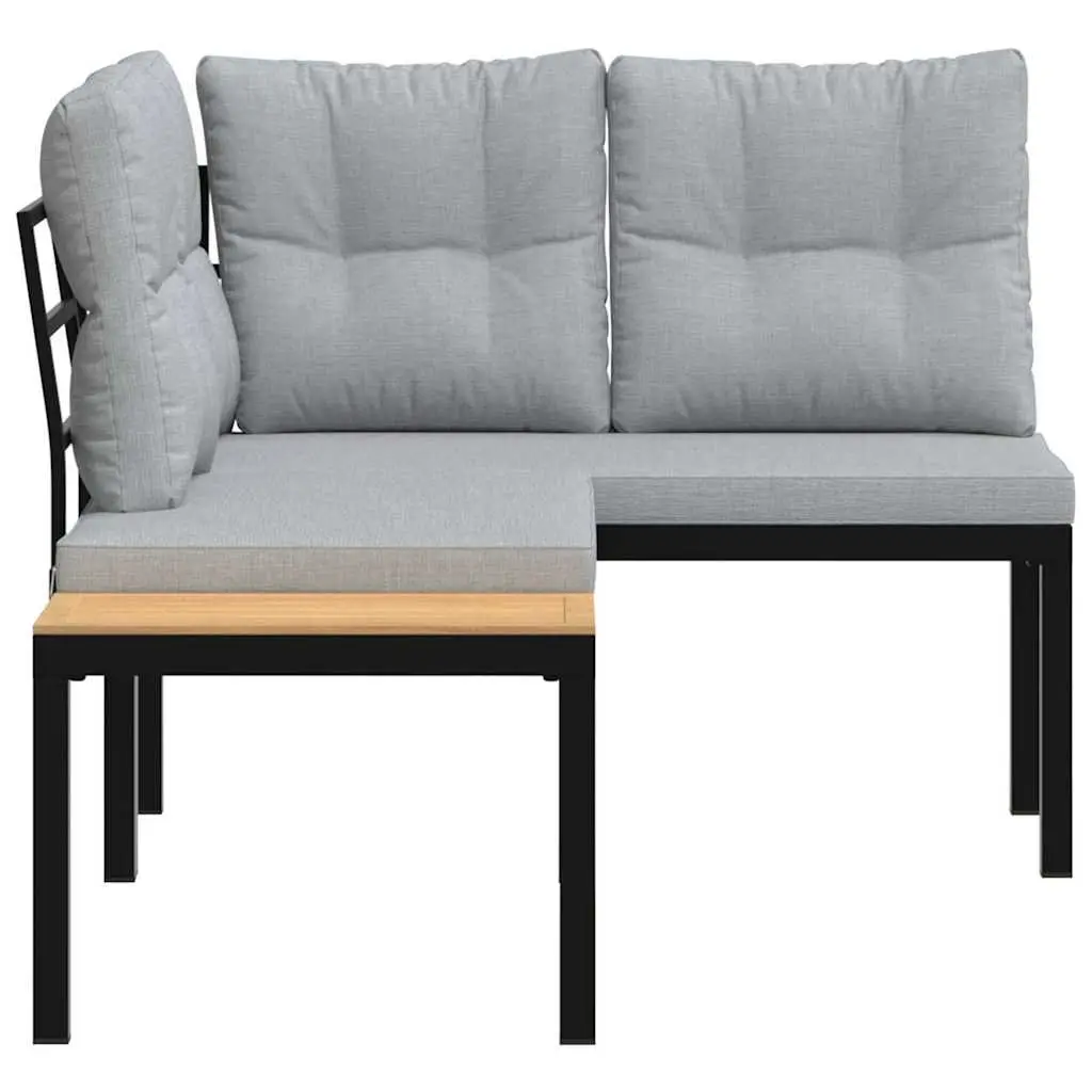 Garden Benches Outdoor Seating 2 Piece Black Steel Frame with Cushions