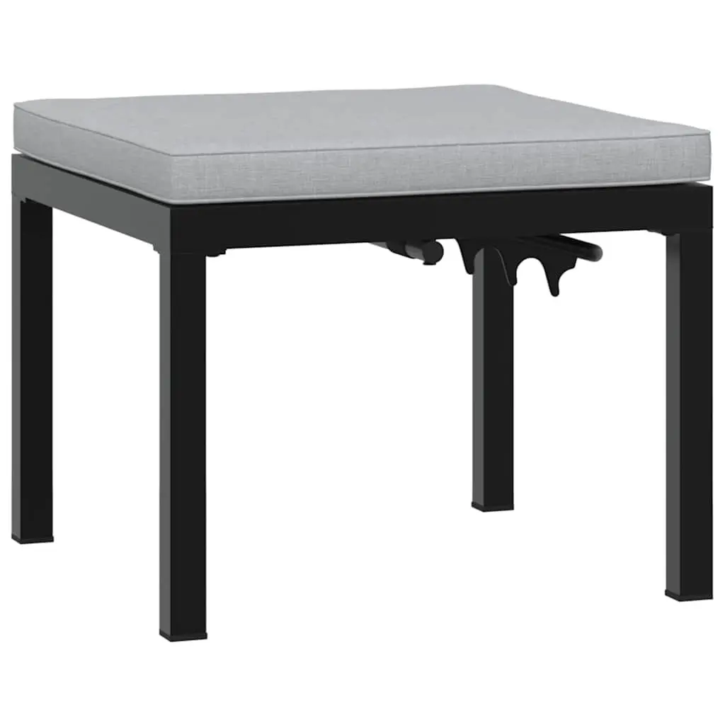 Garden Stool Outdoor Relaxation Black Steel Frame Padded Cushion