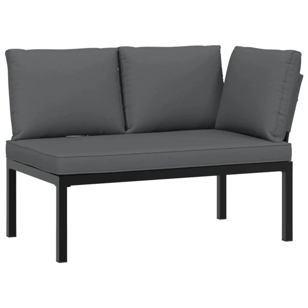 Garden Bench Outdoor Seating Aluminium Frame with Padded Cushions Black