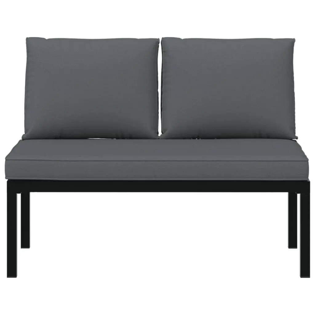 Garden Bench Outdoor Seating Aluminium Black with Cushions