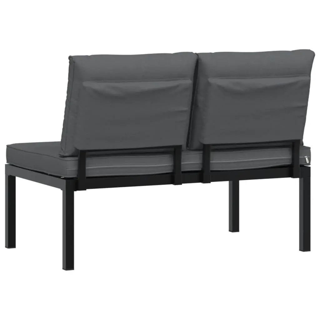 Garden Bench Outdoor Seating Aluminium Black with Cushions