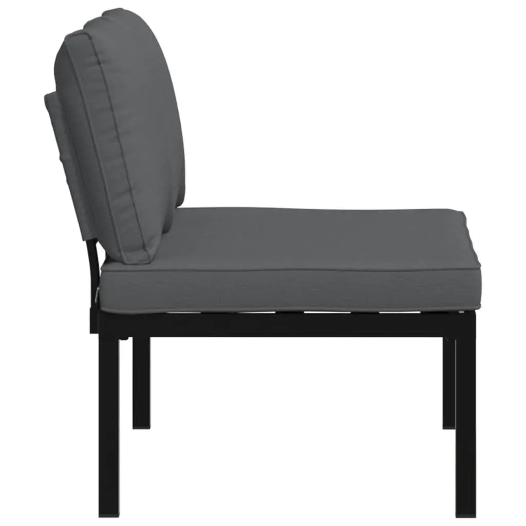 Garden Bench Outdoor Seating Aluminium Black with Cushions