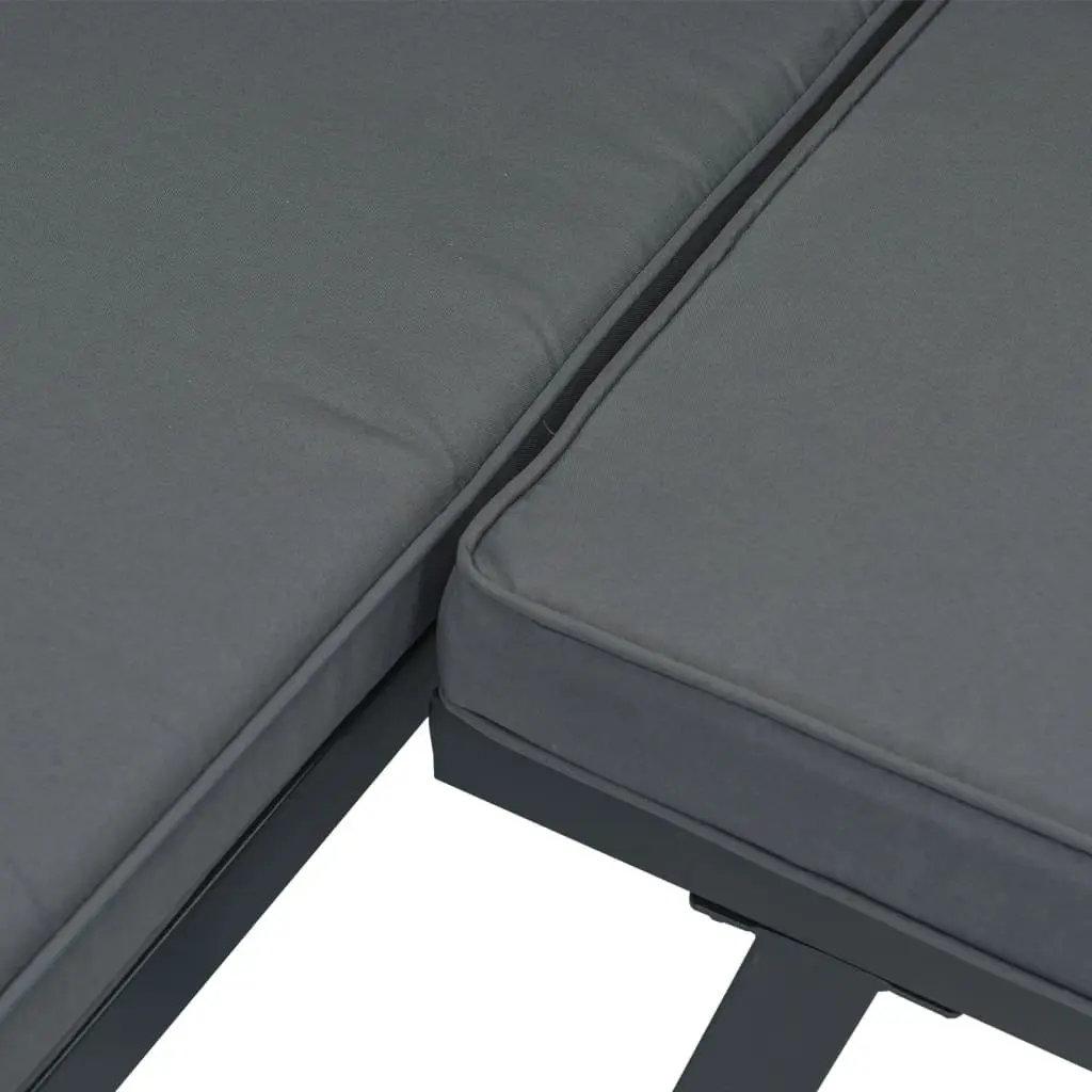 Garden Bench Outdoor Seating Aluminium Black with Cushions