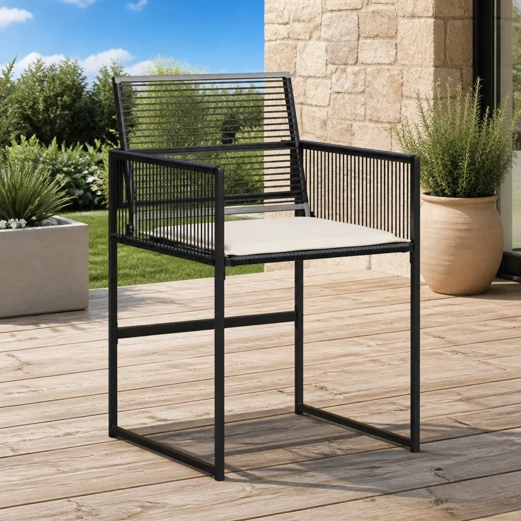 Black Poly Rattan Chairs Set of 4