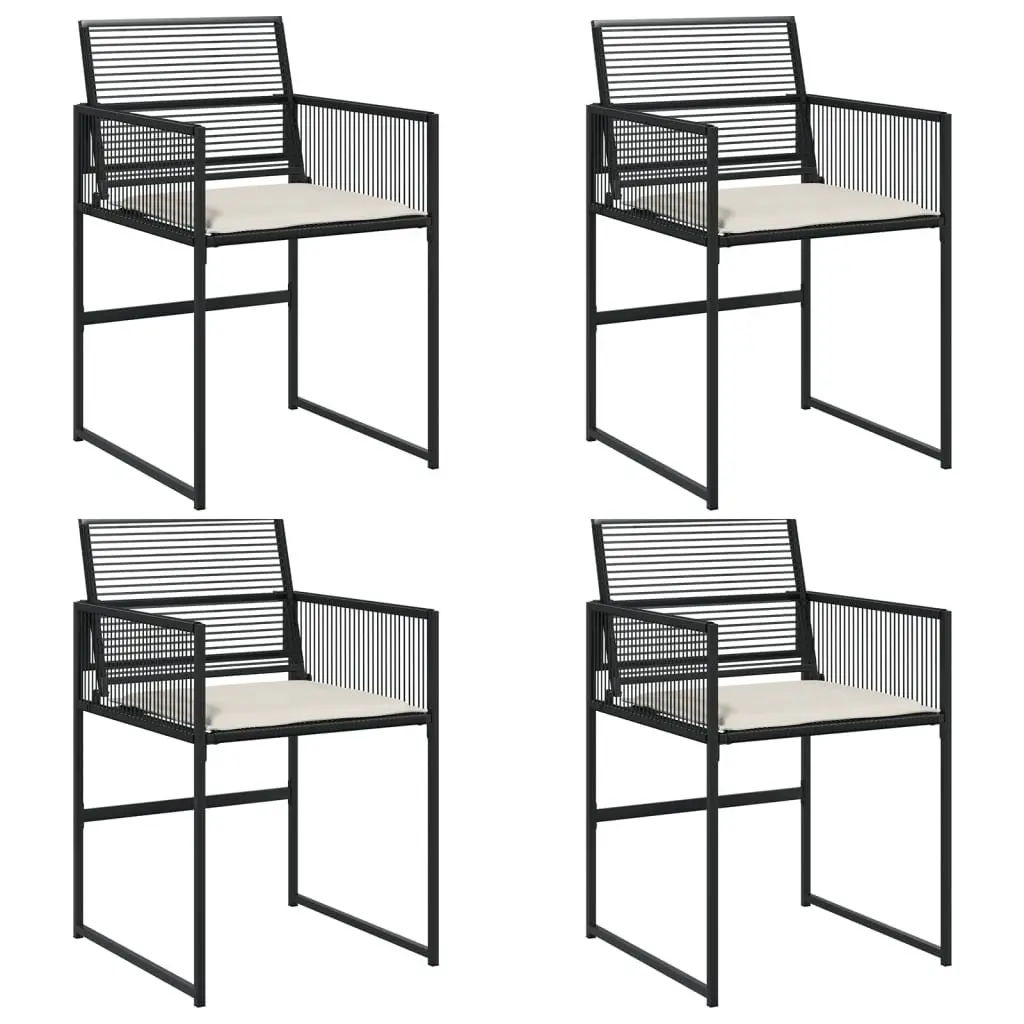 Black Poly Rattan Chairs Set of 4